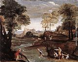 Domenichino Canvas Paintings - Landscape with Ford